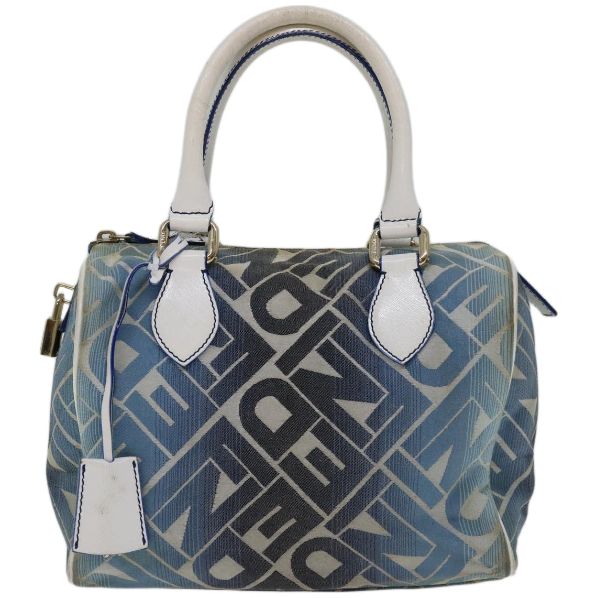Luxury FendiMini Boston Bag Canvas Blueyk10944