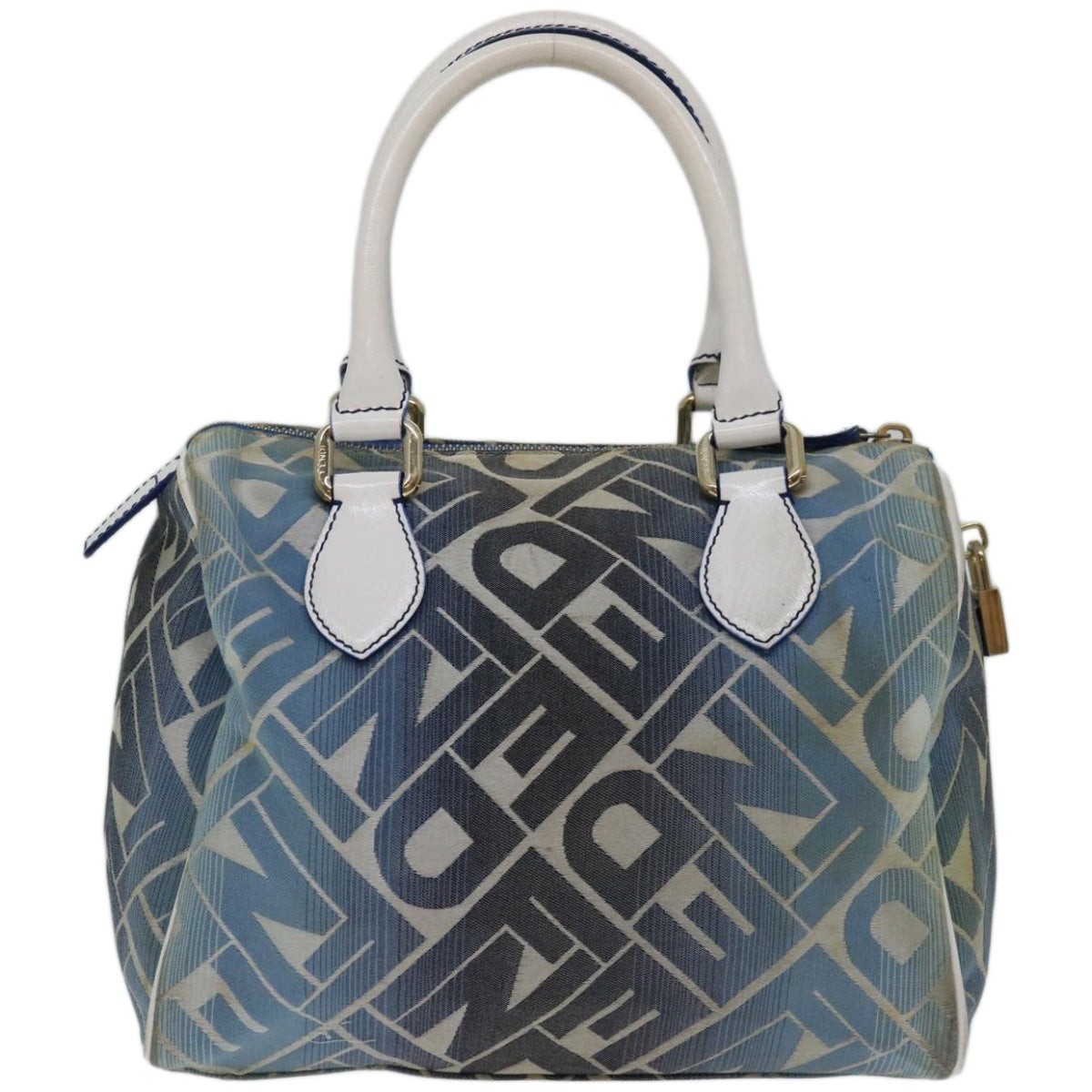Luxury FendiMini Boston Bag Canvas Blueyk10944