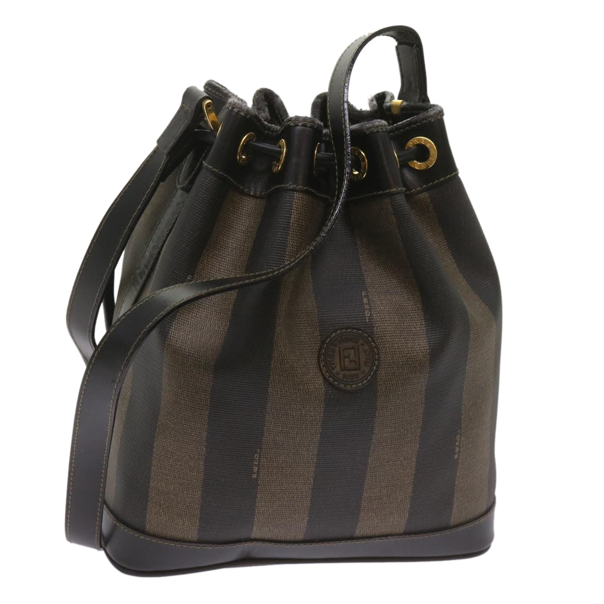 Luxury FendiPecan Canvas Shoulder Bag Brown Blackyk11035
