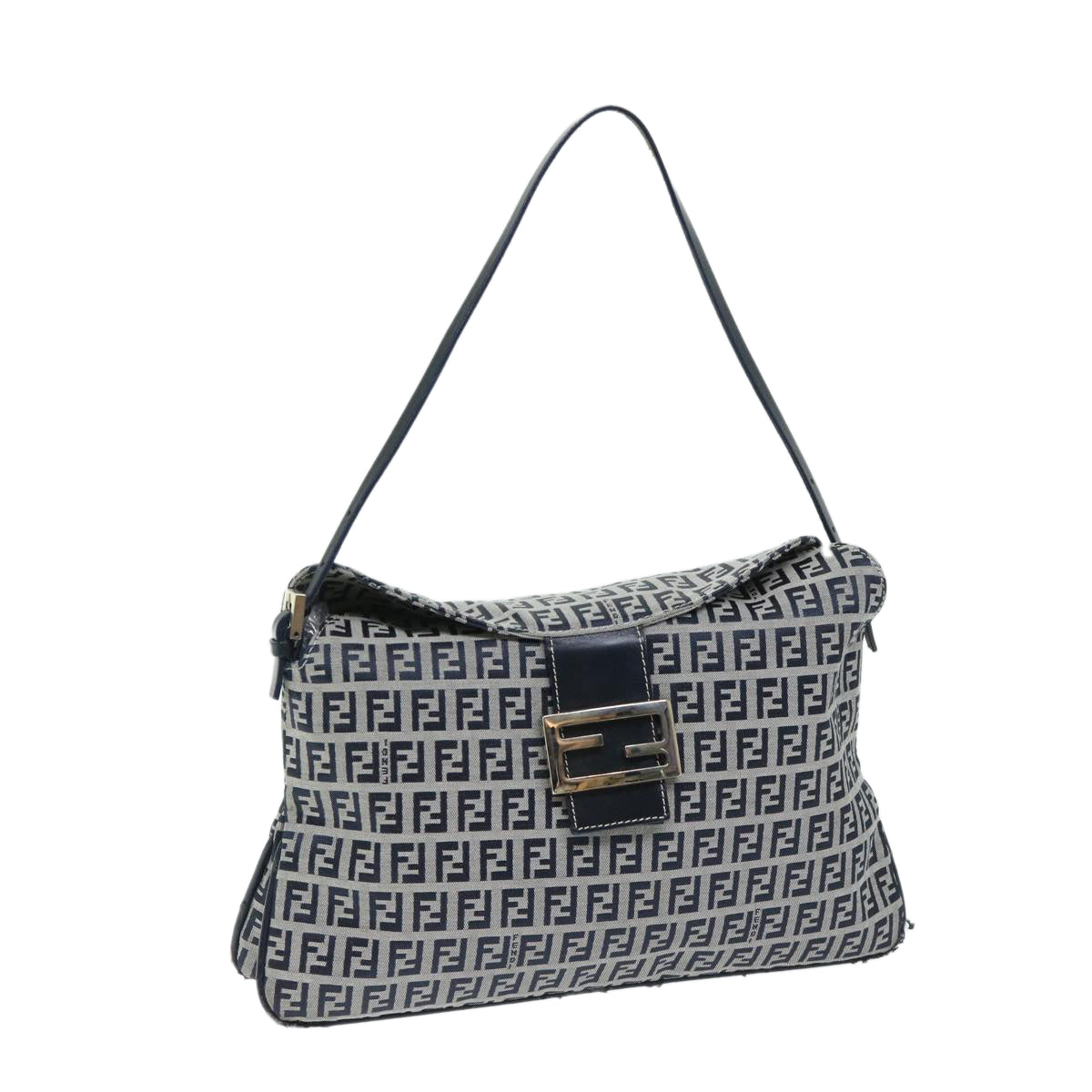 Luxury FendiZucchino Canvas Mamma Baguette Shoulder Bag Navyyk11046