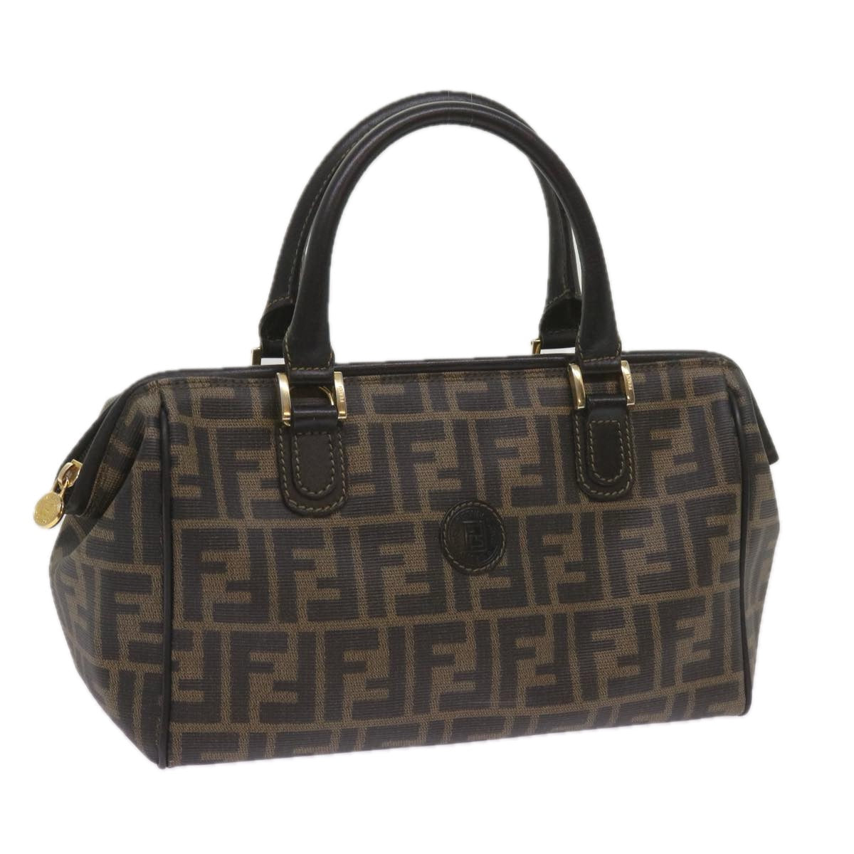 Luxury FendiZucca Canvas Hand Bag Black Brownyk11054
