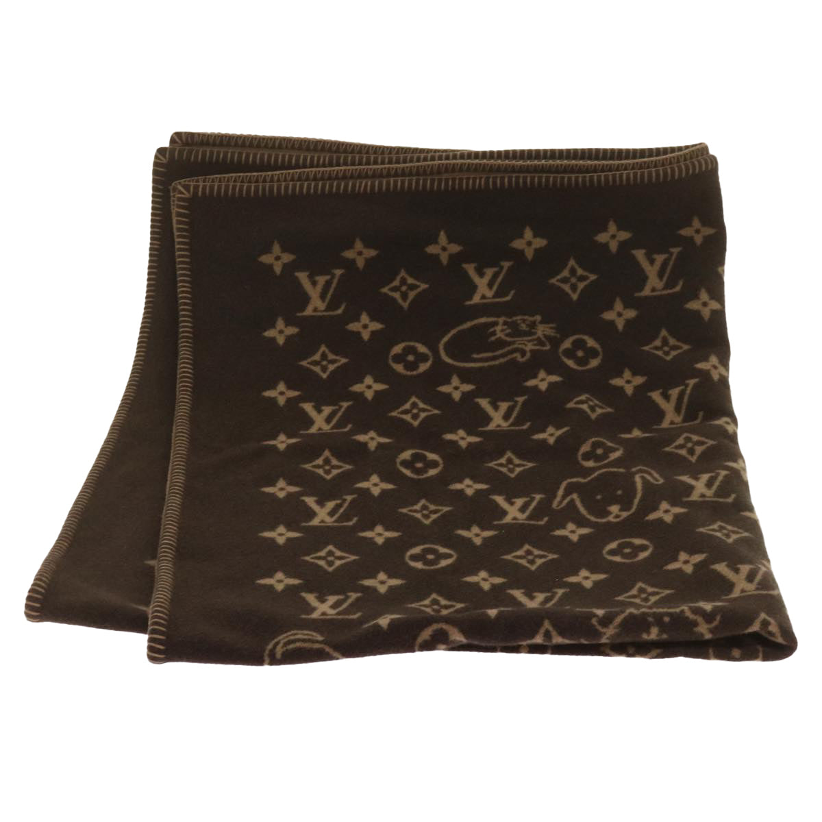 LOUIS VUITTON Catgram Blanket Couverture Wool Cashmere MP2259 LV yk11225A