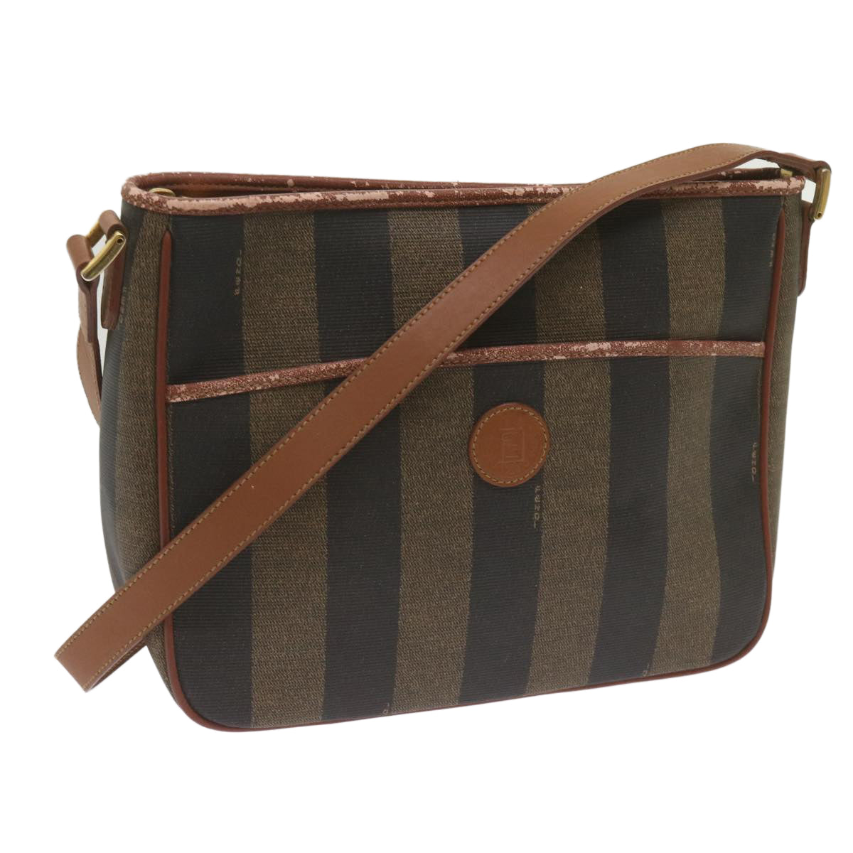 Luxury FendiPecan Canvas Shoulder Bag Brown Blackyk11276