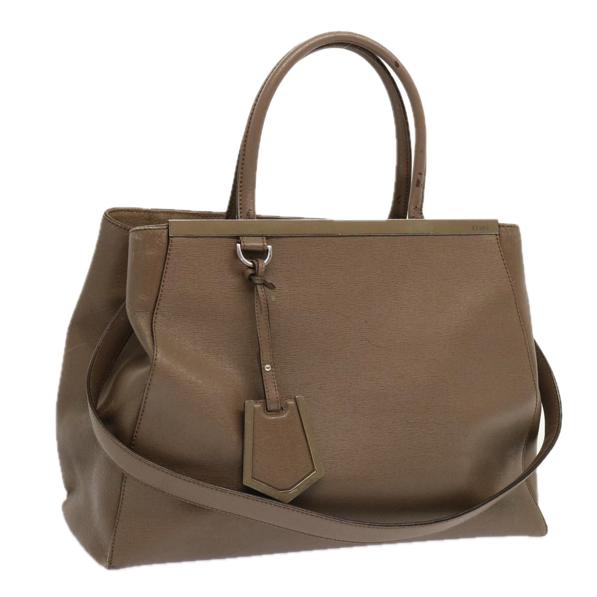 Luxury FendiHand Bag Leather 2way Gray Beigeyk11379