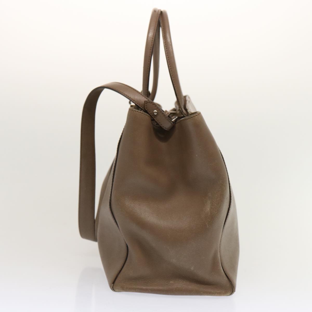 Luxury FendiHand Bag Leather 2way Gray Beigeyk11379