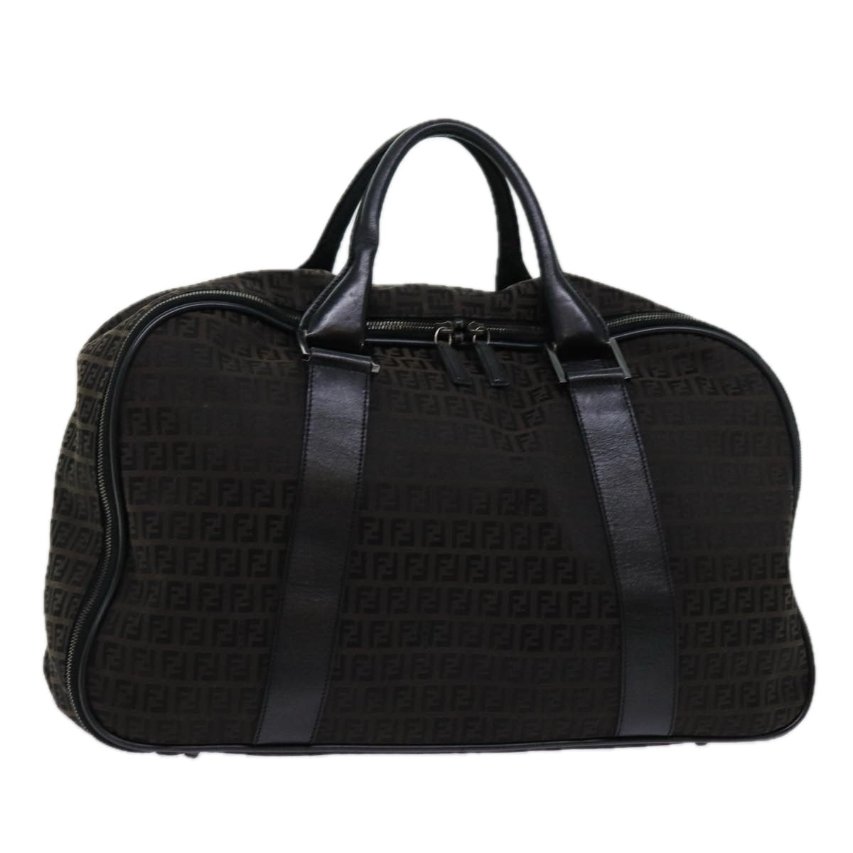 Luxury FendiZucchino Canvas Boston Bag Blackyk11470