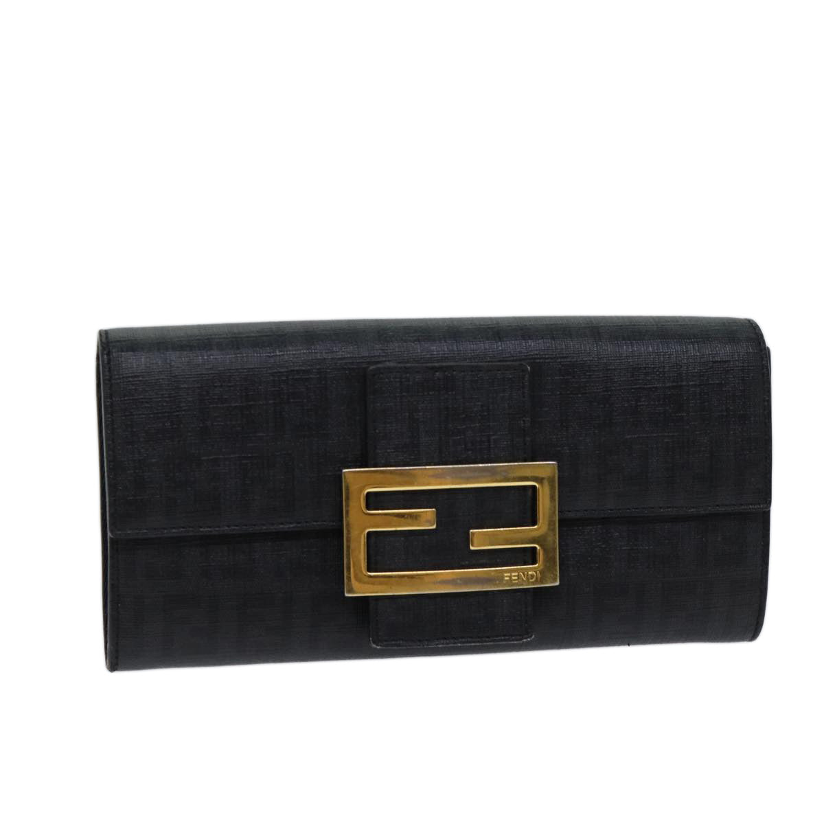 Luxury FendiZucchino Canvas Long Wallet Blackyk11478