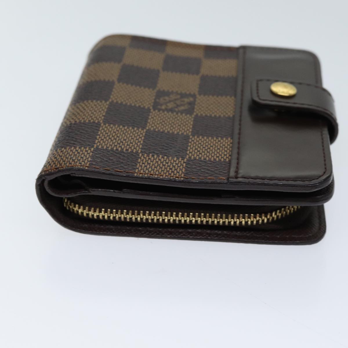LOUIS VUITTON Damier Ebene Compact Zip Wallet N61668 LV yk11484