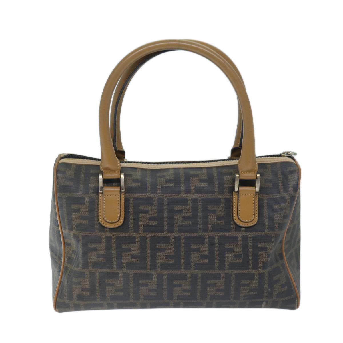 Luxury FendiZucca Canvas Boston Bag Brown Blackyk11516