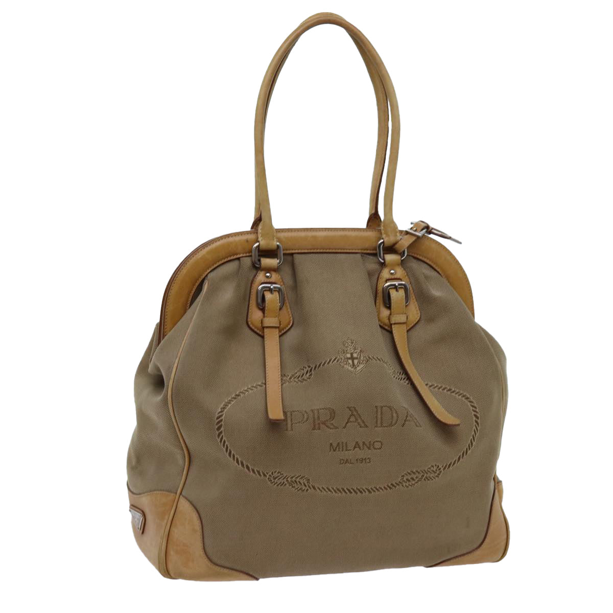 Luxury PradaTote Bag Canvas Beige yk11521