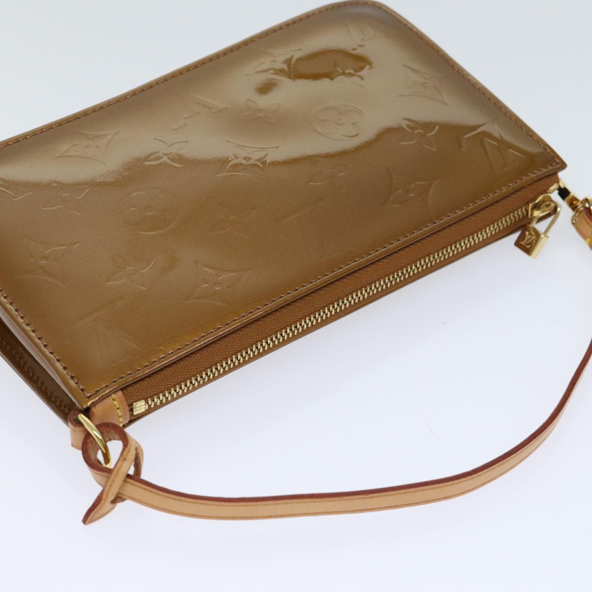LOUIS VUITTON Monogram Vernis Lexington Pouch Bronze M91133 LV yk11556