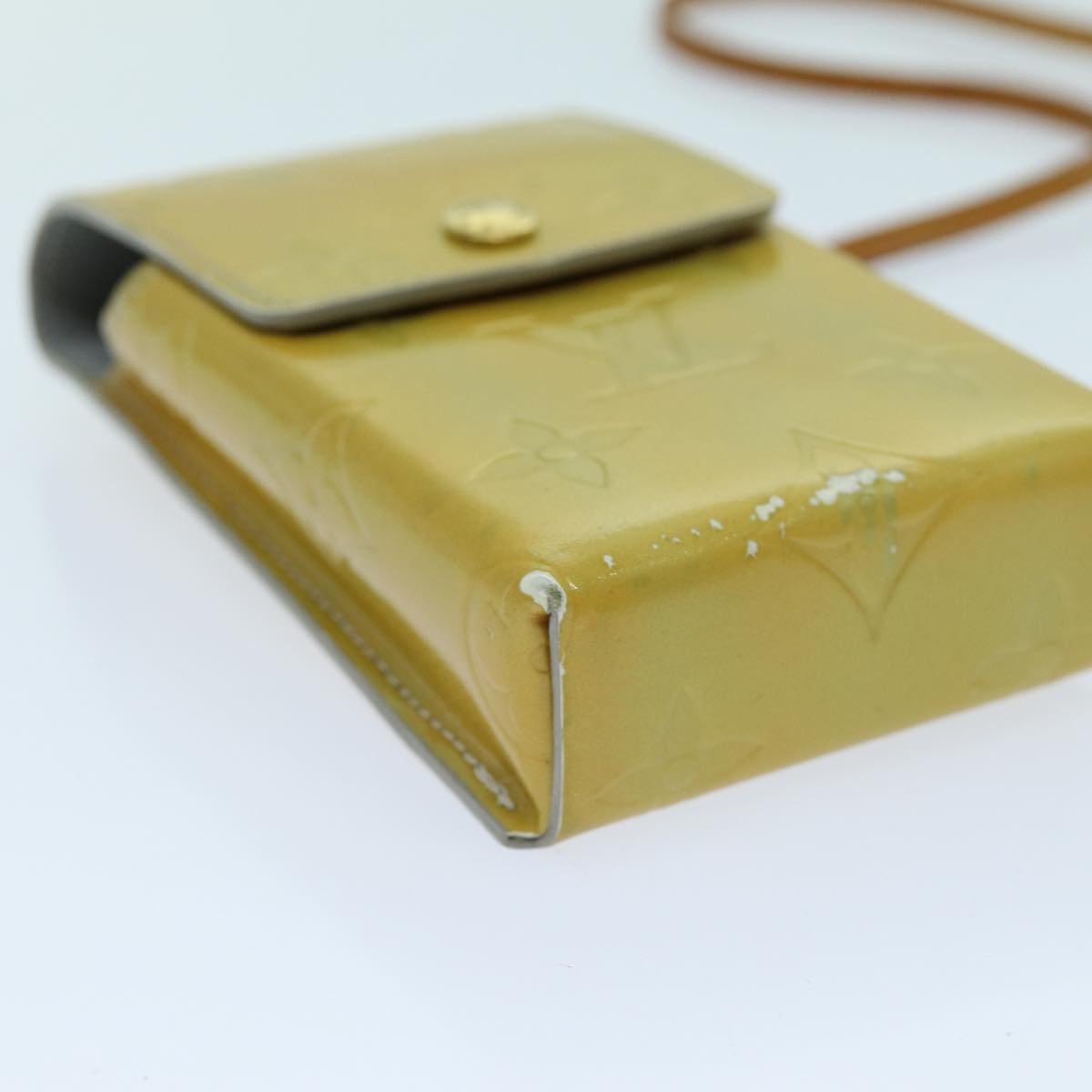 LOUIS VUITTON Monogram Vernis Green Cigarette Case Gris M91050 LV yk11583