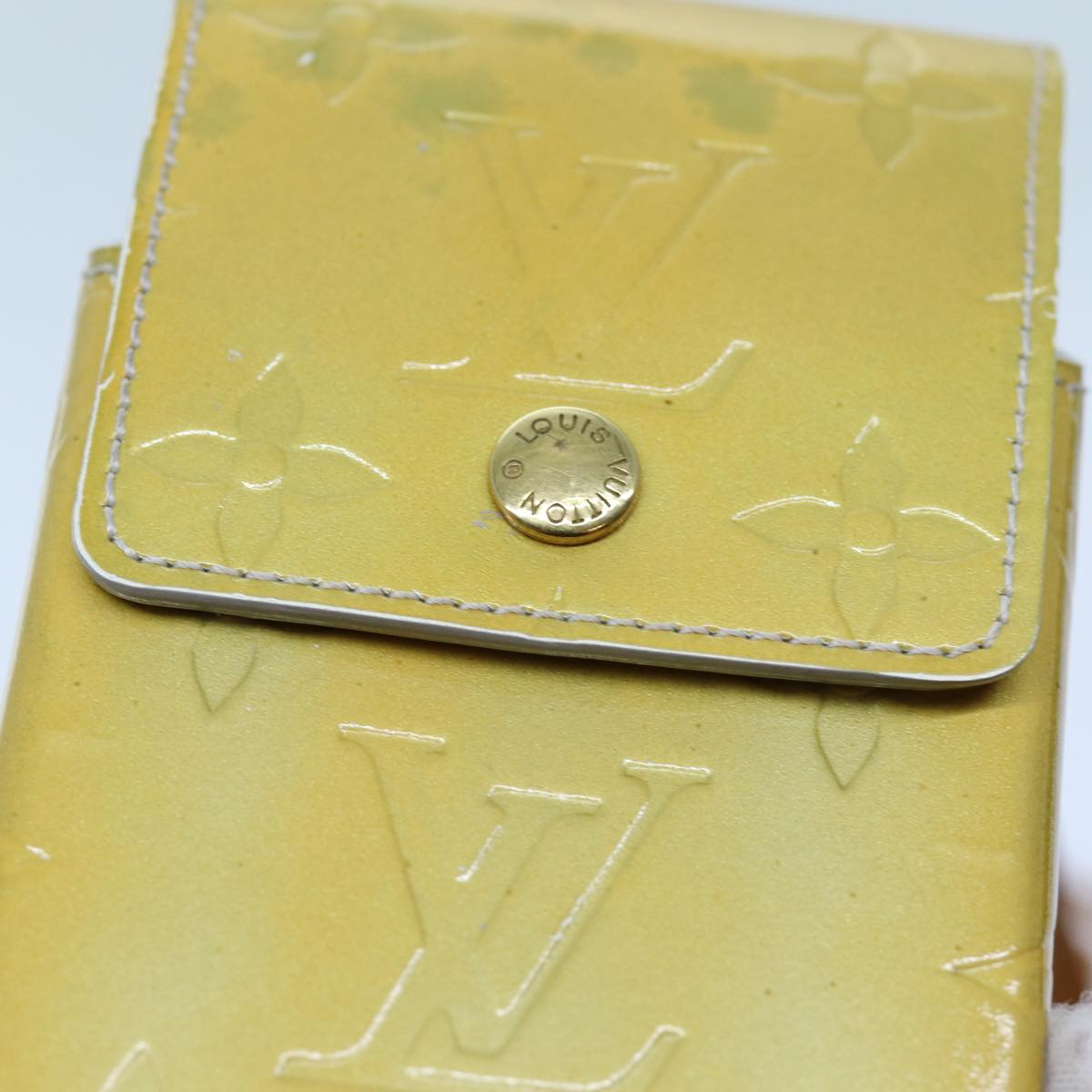 LOUIS VUITTON Monogram Vernis Green Cigarette Case Gris M91050 LV yk11583