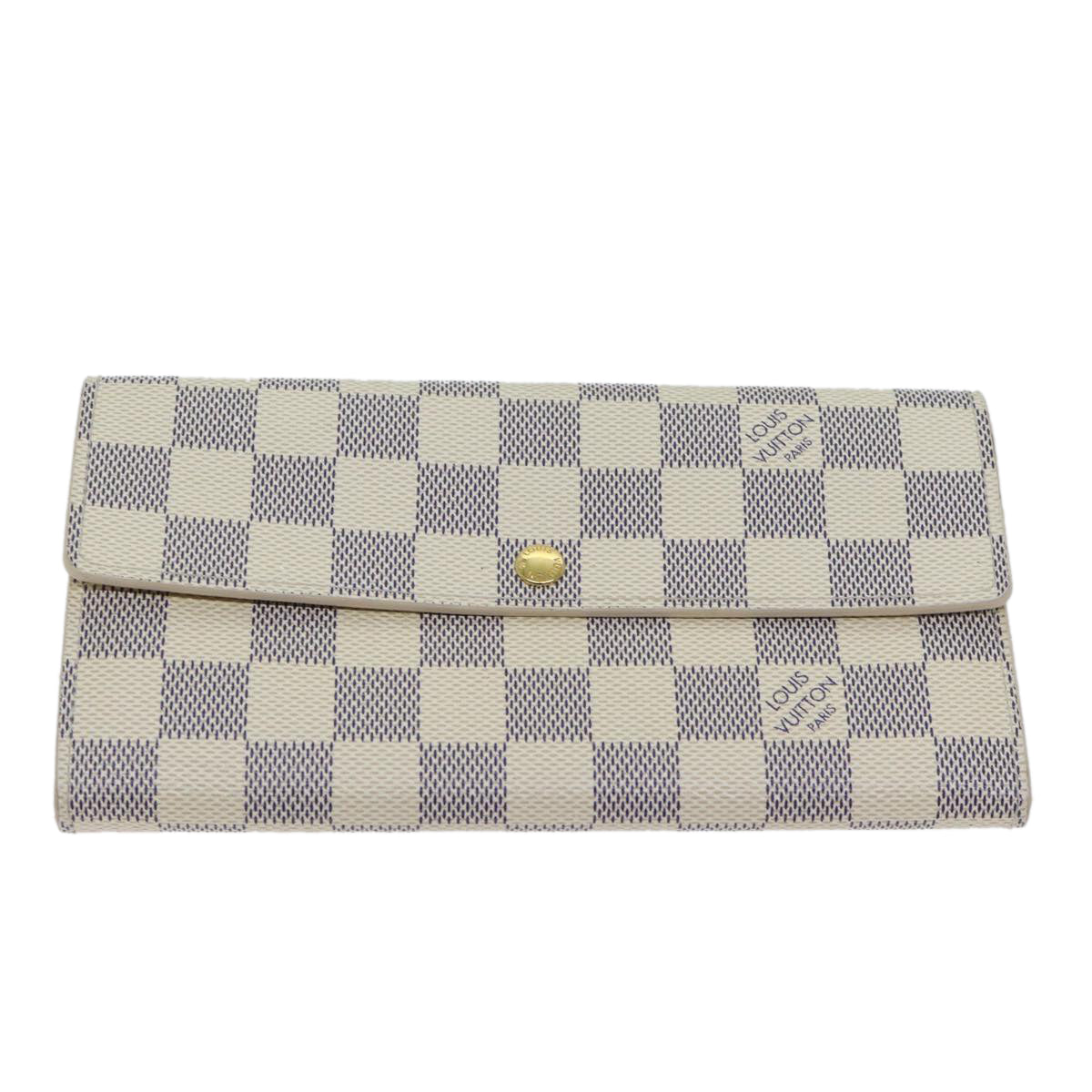 LOUIS VUITTON Damier Azur Portefeuille Sarah Long Wallet N63208 LV yk11622