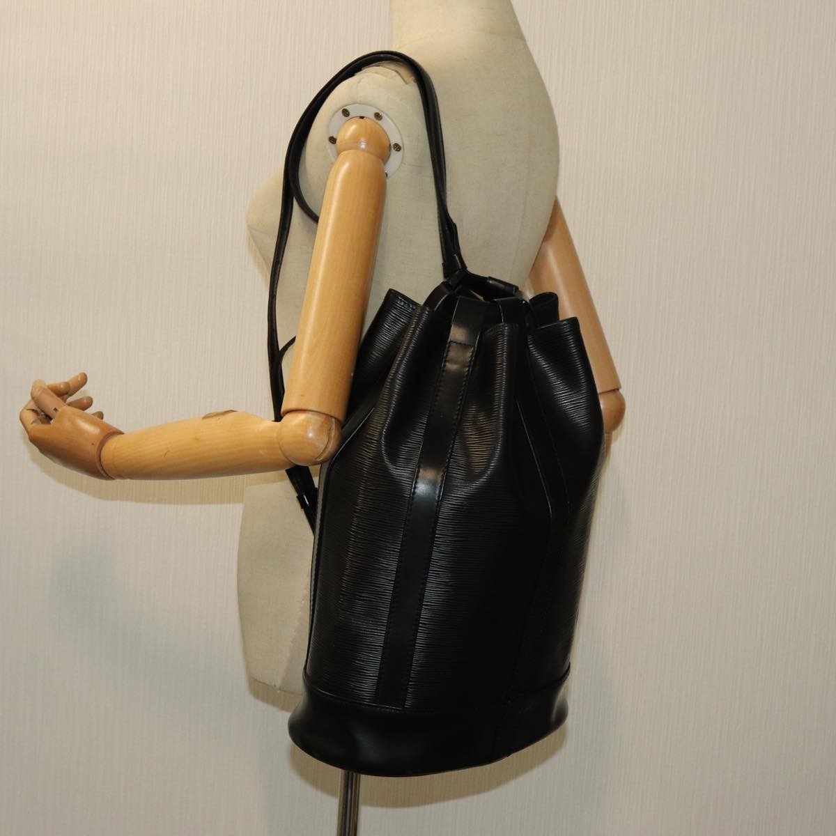 LOUIS VUITTON Epi Randonnee PM Shoulder Bag Black M52352 LV yk11677