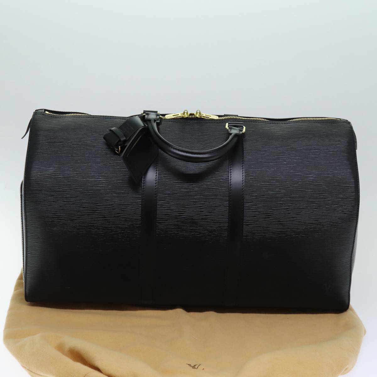 LOUIS VUITTON Epi Keepall 50 Boston Bag Black M42962 LV yk12009