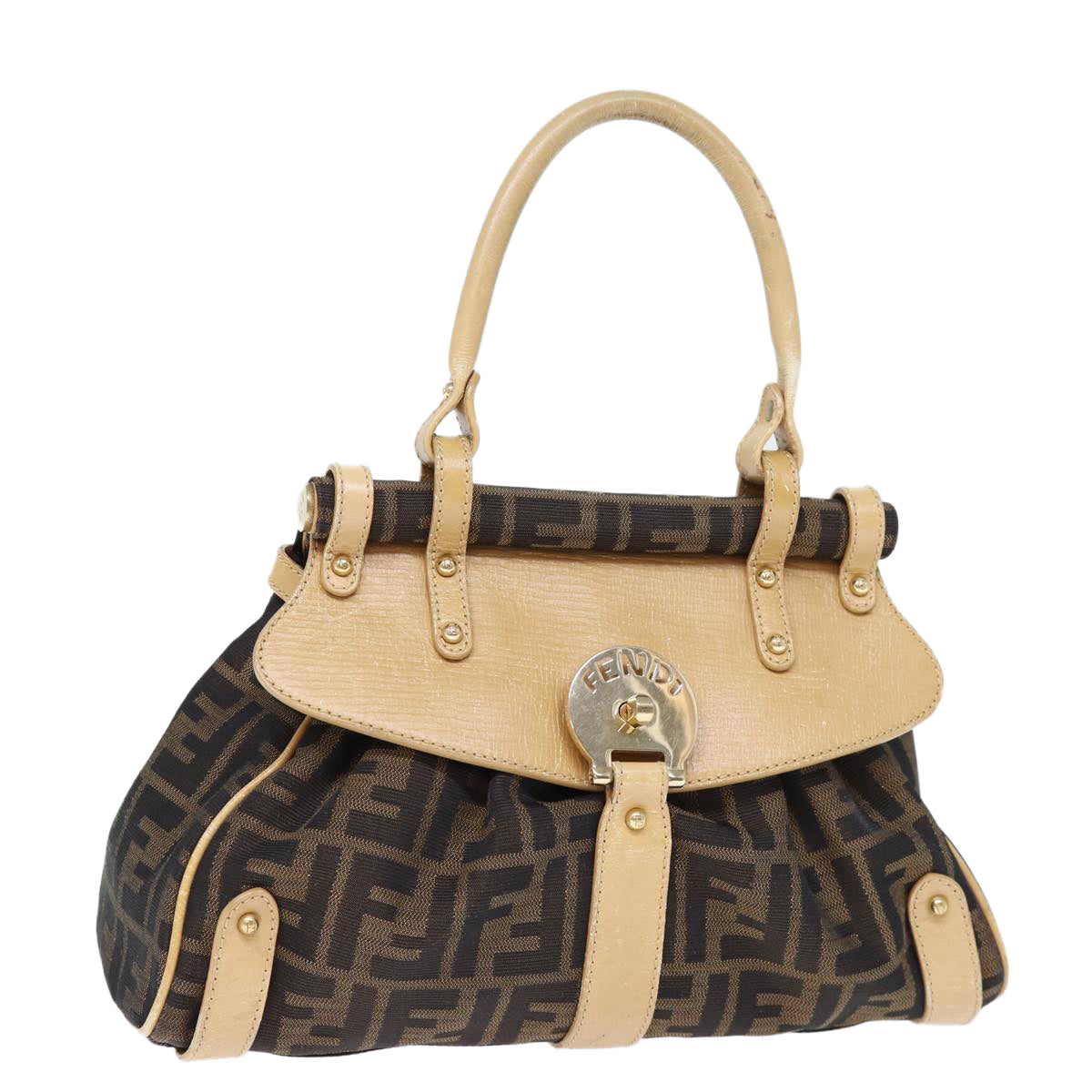 Luxury Fendi Zucca Canvas Hand Bag Brown Blackyk12269