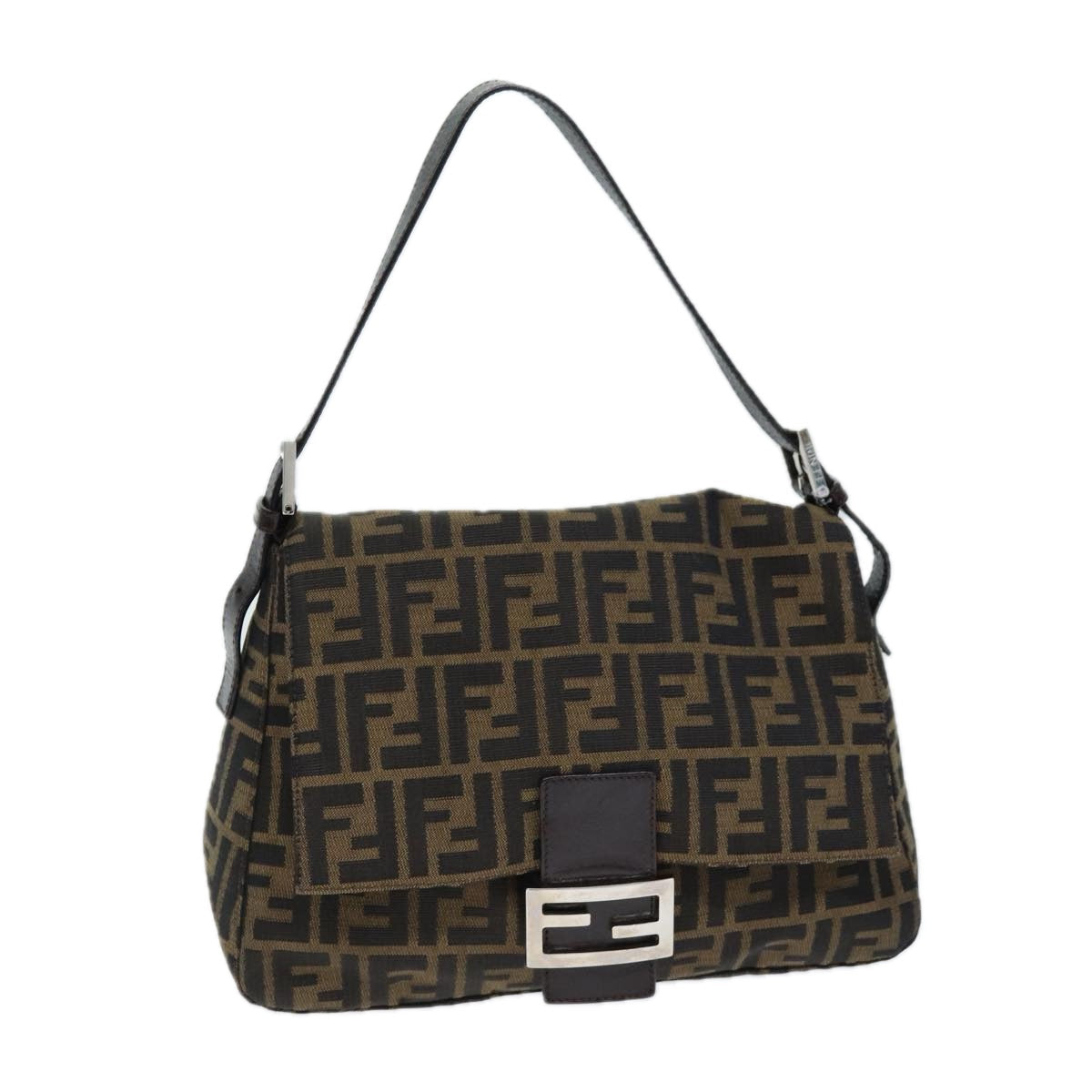 Luxury Fendi Zucca Canvas Mamma Baguette Shoulder Bag Black Brownyk12425