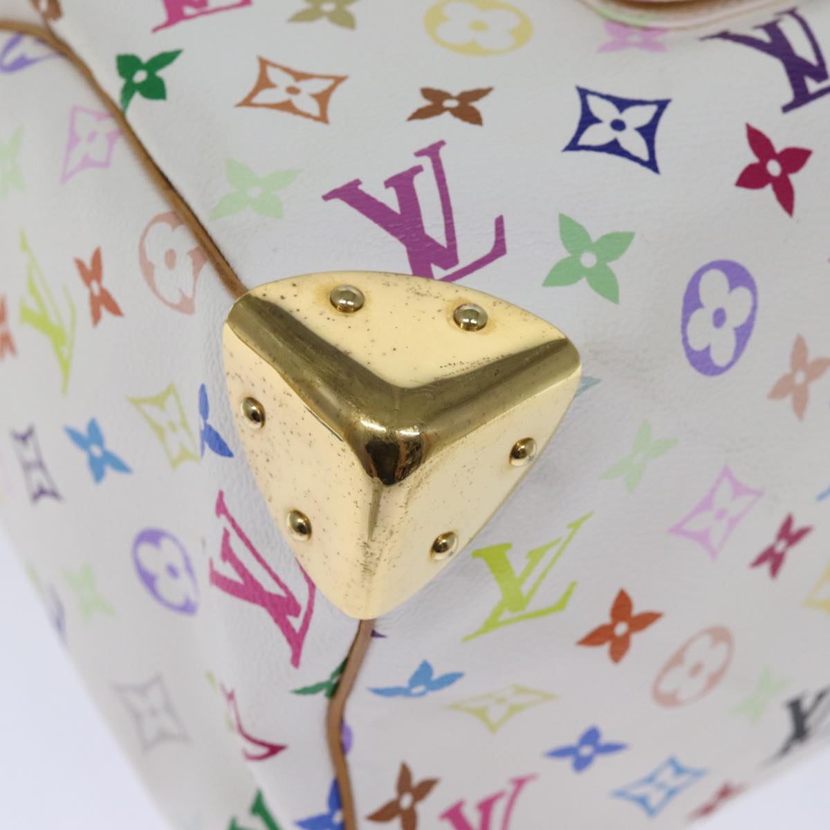LOUIS VUITTON Monogram Multicolor Speedy 30 Hand Bag White M92643 yk12456