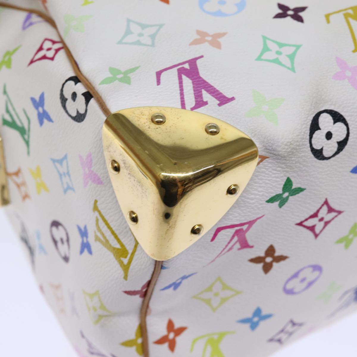LOUIS VUITTON Monogram Multicolor Speedy 30 Hand Bag White M92643 yk12456