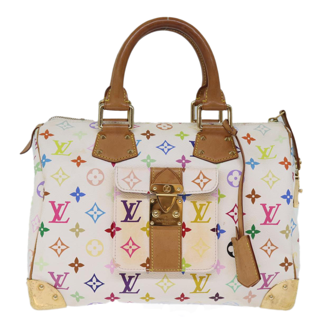 LOUIS VUITTON Monogram Multicolor Speedy 30 Hand Bag White M92643 yk12456
