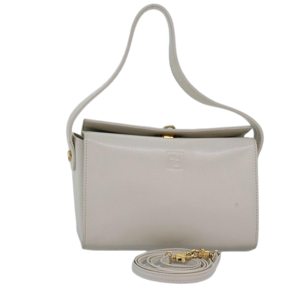 Luxury Fendi Hand Bag Leather 2way Whiteyk12624