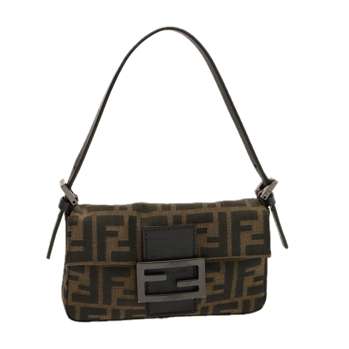 Luxury Fendi Zucca Canvas Mini Mamma Baguette Hand Bag Black Brownyk12709