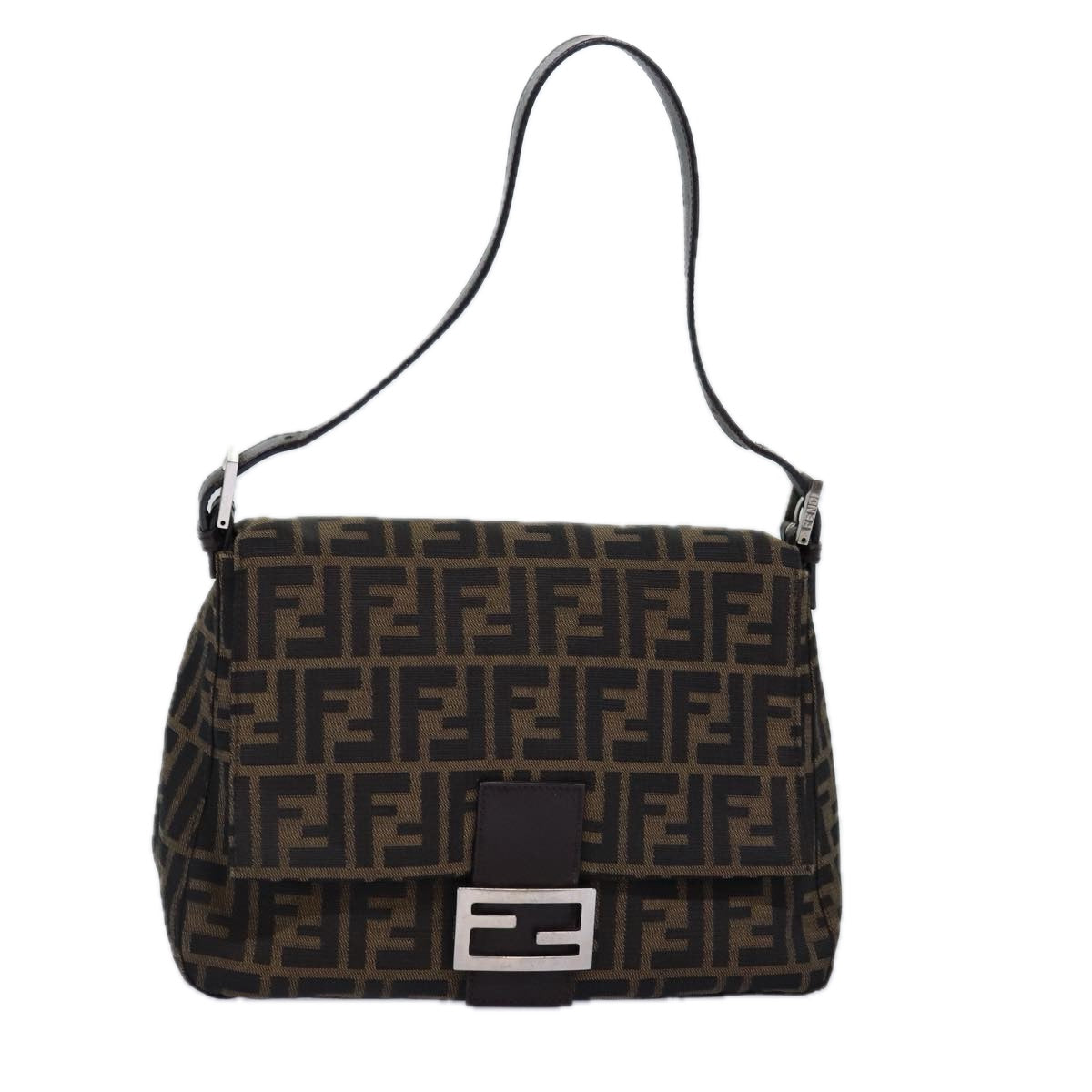 Luxury Fendi Zucca Canvas Mamma Baguette Shoulder Bag Black Brownyk12785