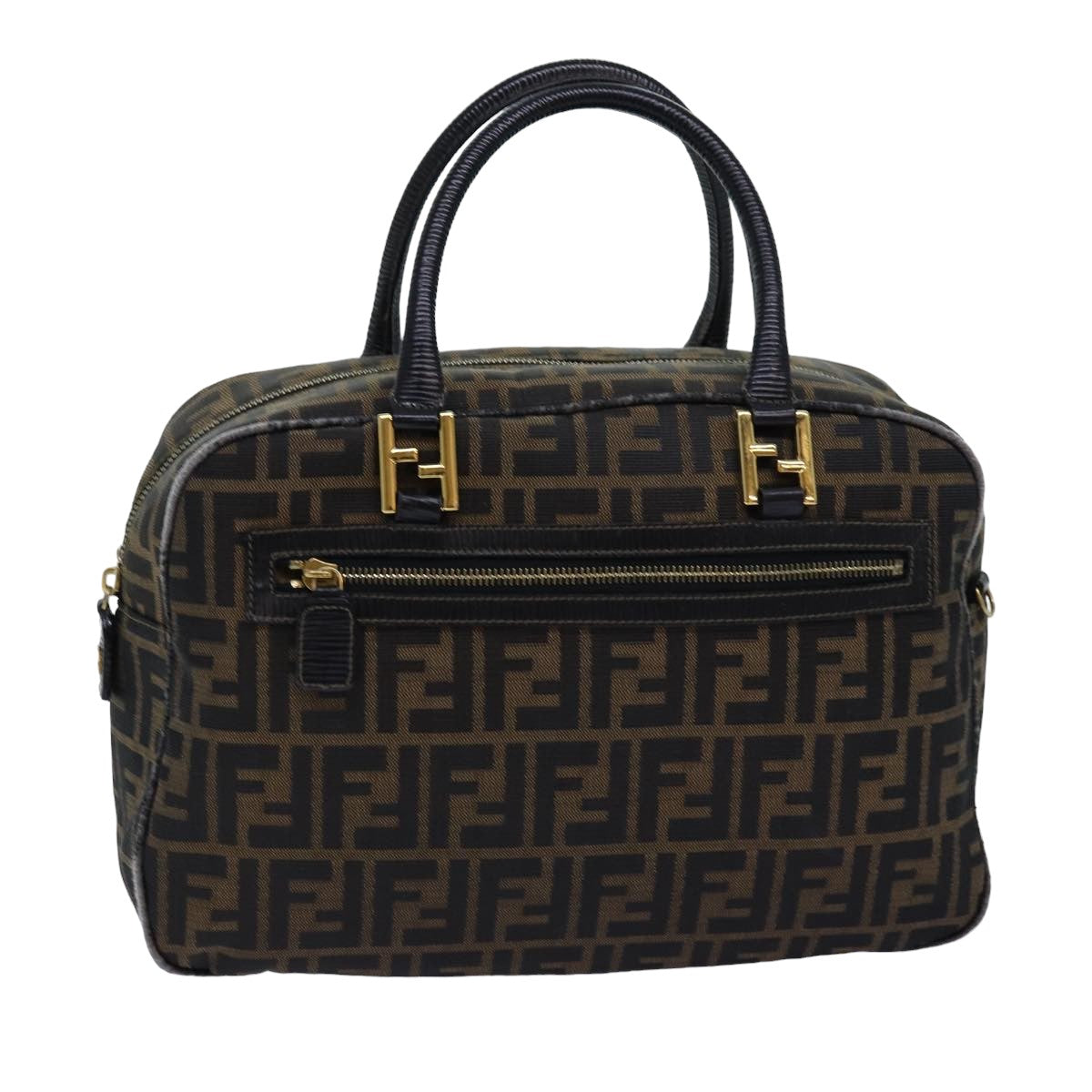 Luxury Fendi Zucca Canvas Hand Bag Black Brownyk12795