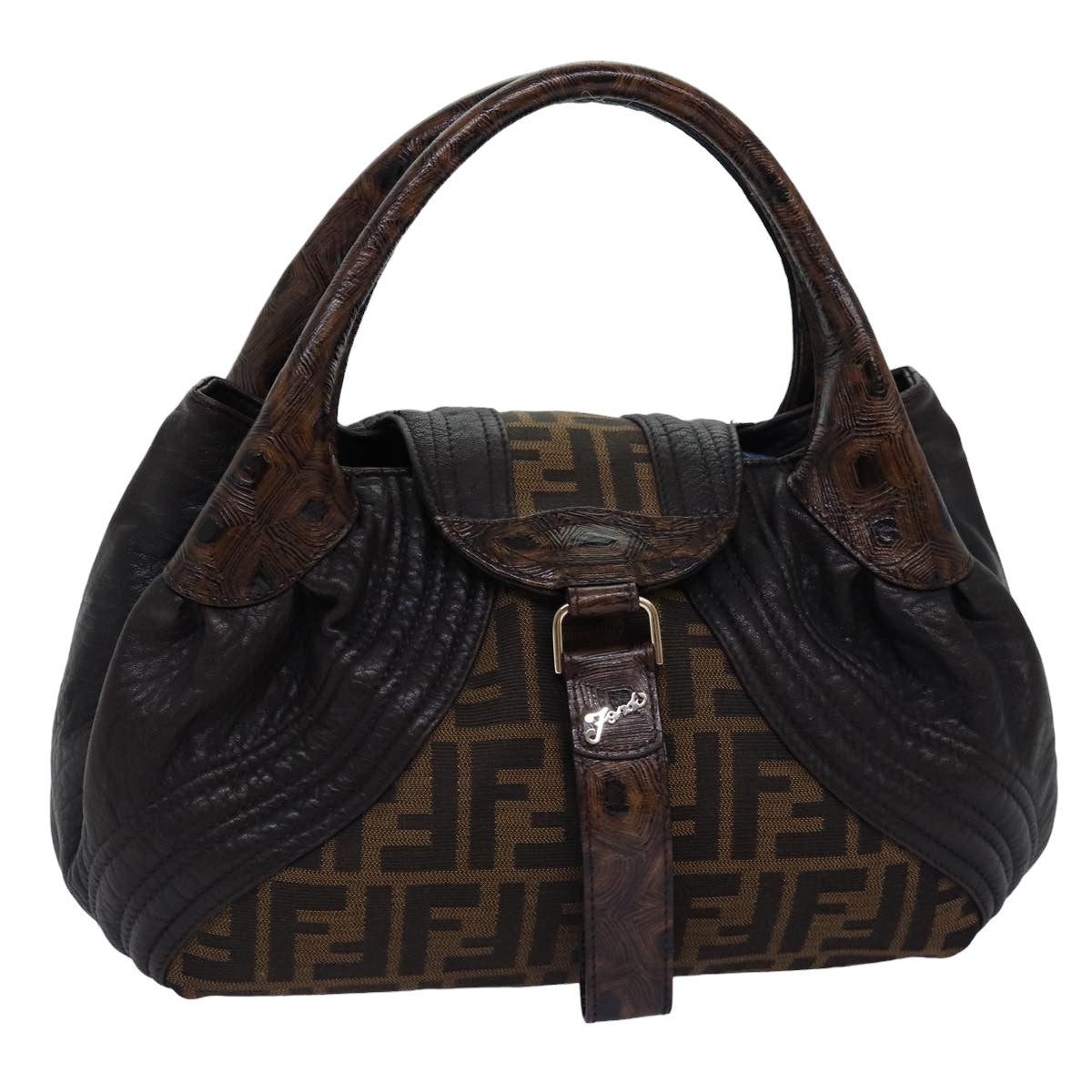 Luxury Fendi Zucca Canvas Spy bag Hand Bag Brown Blackyk12800