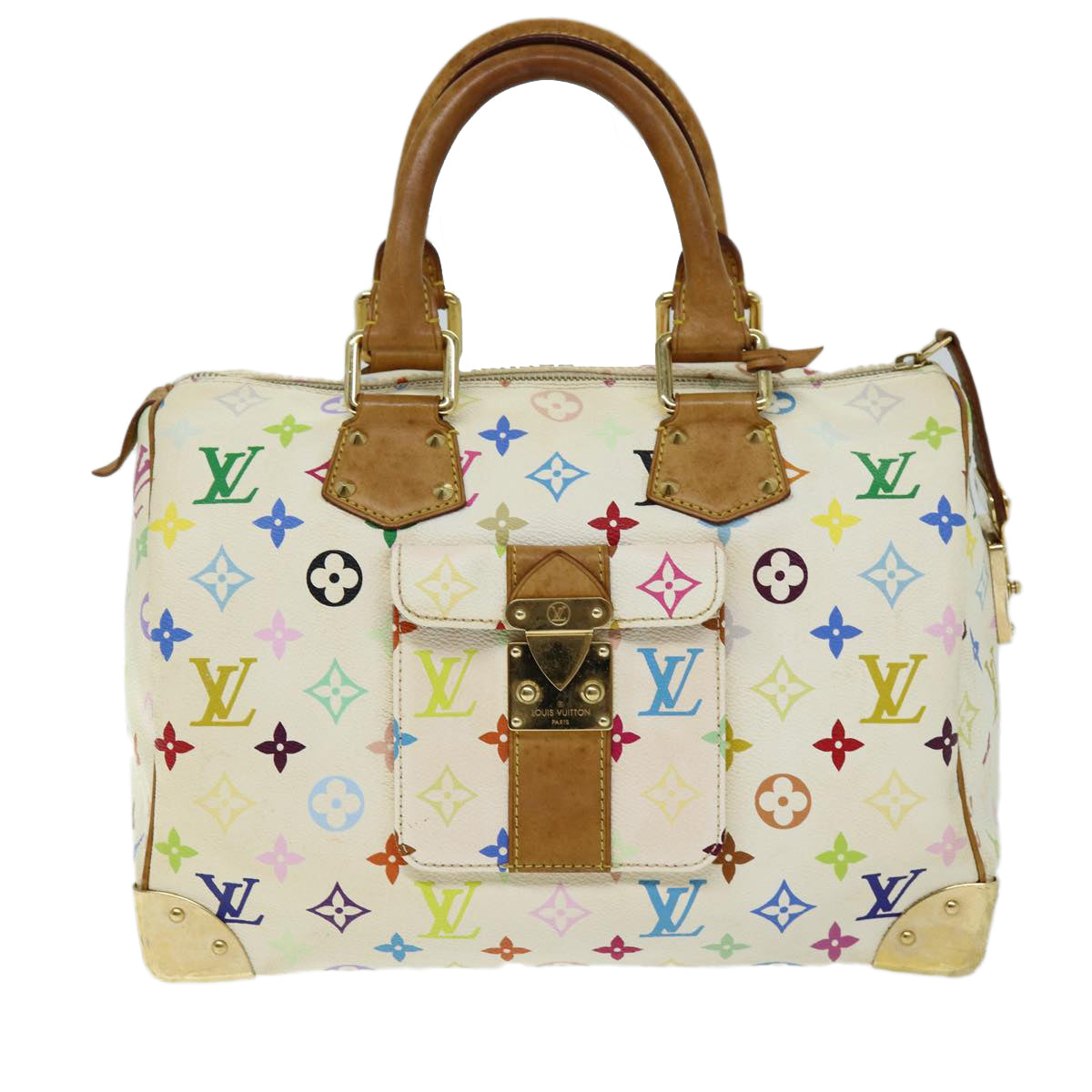 LOUIS VUITTON Monogram Multicolor Speedy 30 Hand Bag White M92643 yk12808