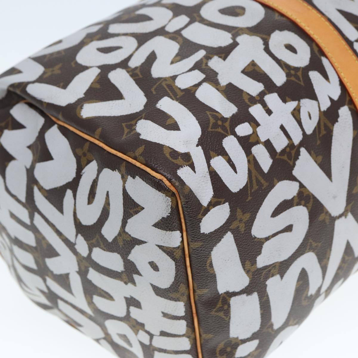 LOUIS VUITTON Monogram Graffiti Keepall 50 Boston Bag White M92197 yk13043