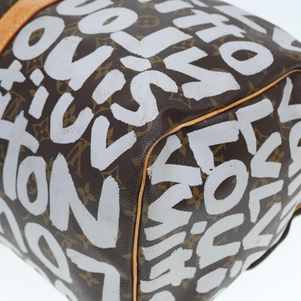LOUIS VUITTON Monogram Graffiti Keepall 50 Boston Bag White M92197 yk13043