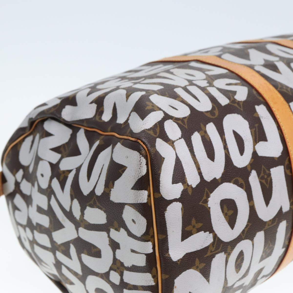 LOUIS VUITTON Monogram Graffiti Keepall 50 Boston Bag White M92197 yk13043