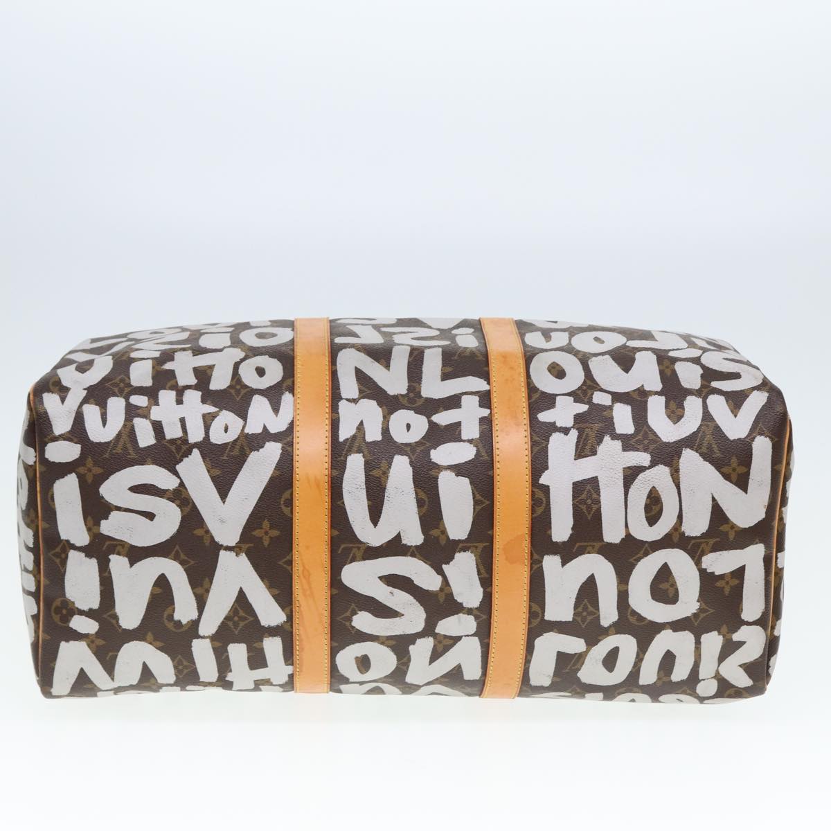 LOUIS VUITTON Monogram Graffiti Keepall 50 Boston Bag White M92197 yk13043