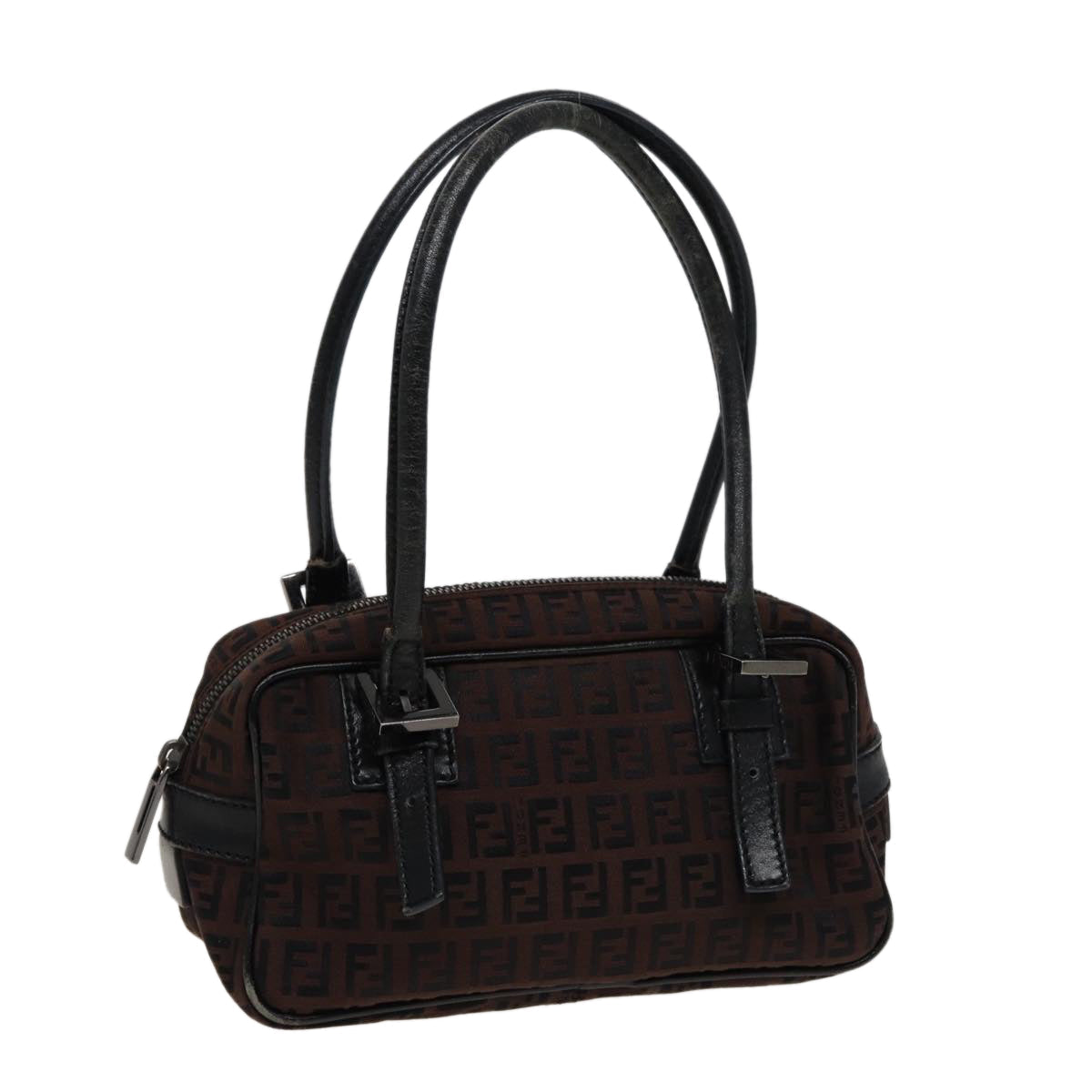 Luxury Fendi Zucchino Canvas Hand Bag Brown Blackyk13139