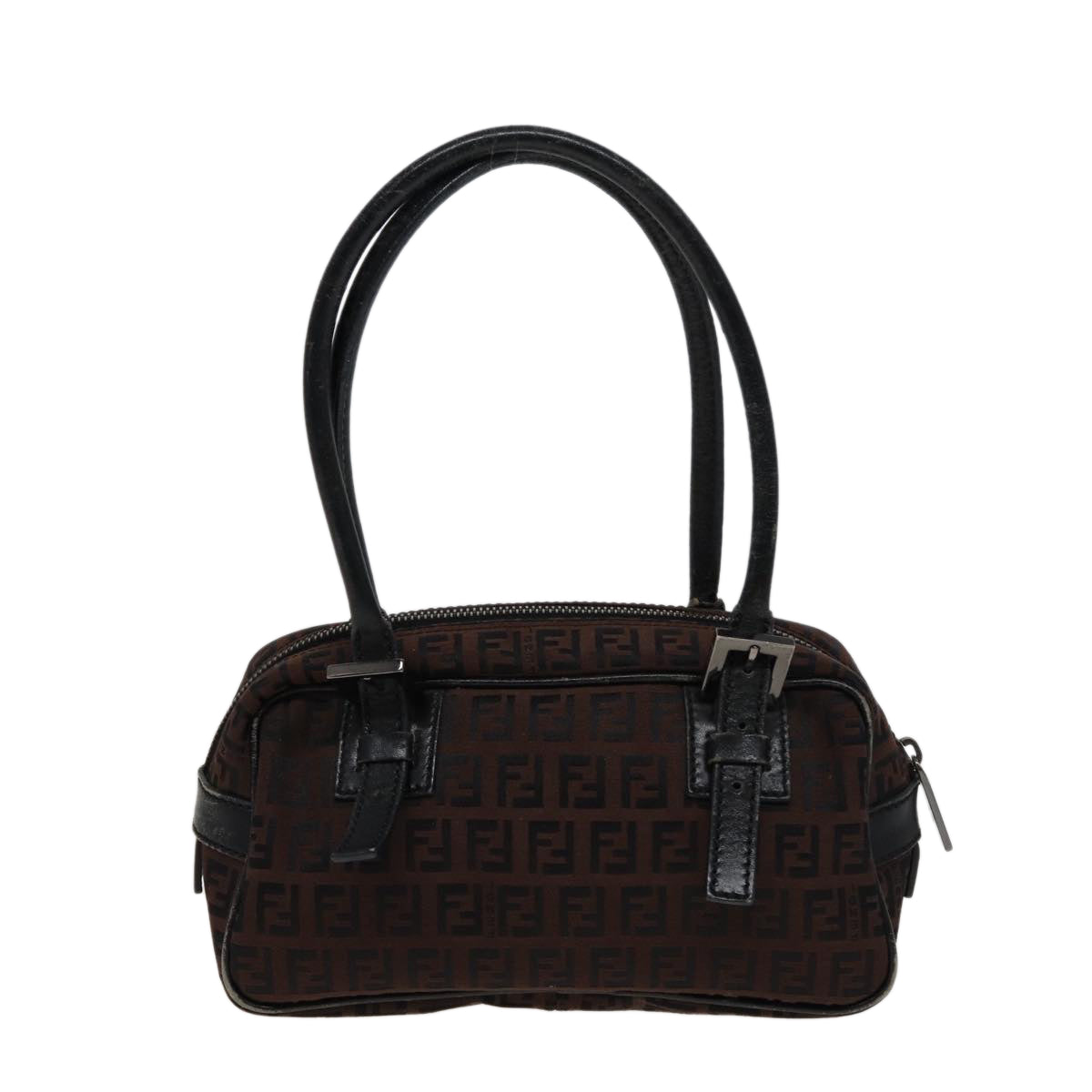 Luxury Fendi Zucchino Canvas Hand Bag Brown Blackyk13139