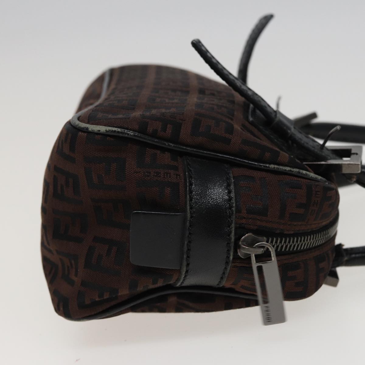 Luxury Fendi Zucchino Canvas Hand Bag Brown Blackyk13139