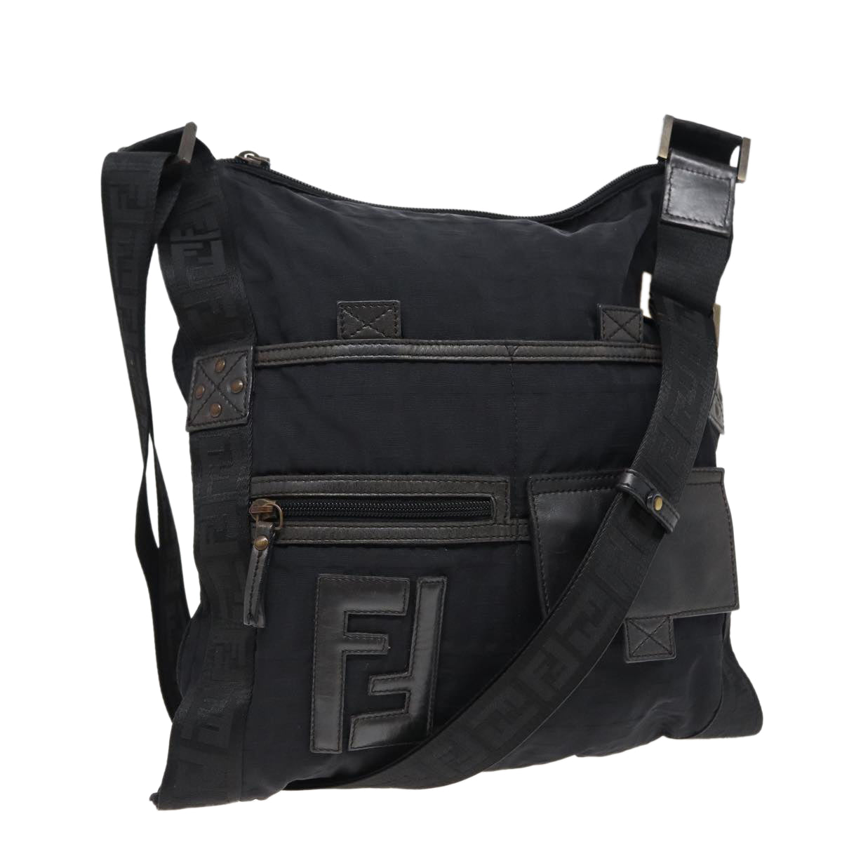 Luxury Fendi Zucca Canvas Shoulder Bag Blackyk13192