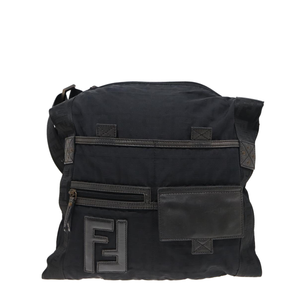 Luxury Fendi Zucca Canvas Shoulder Bag Blackyk13192