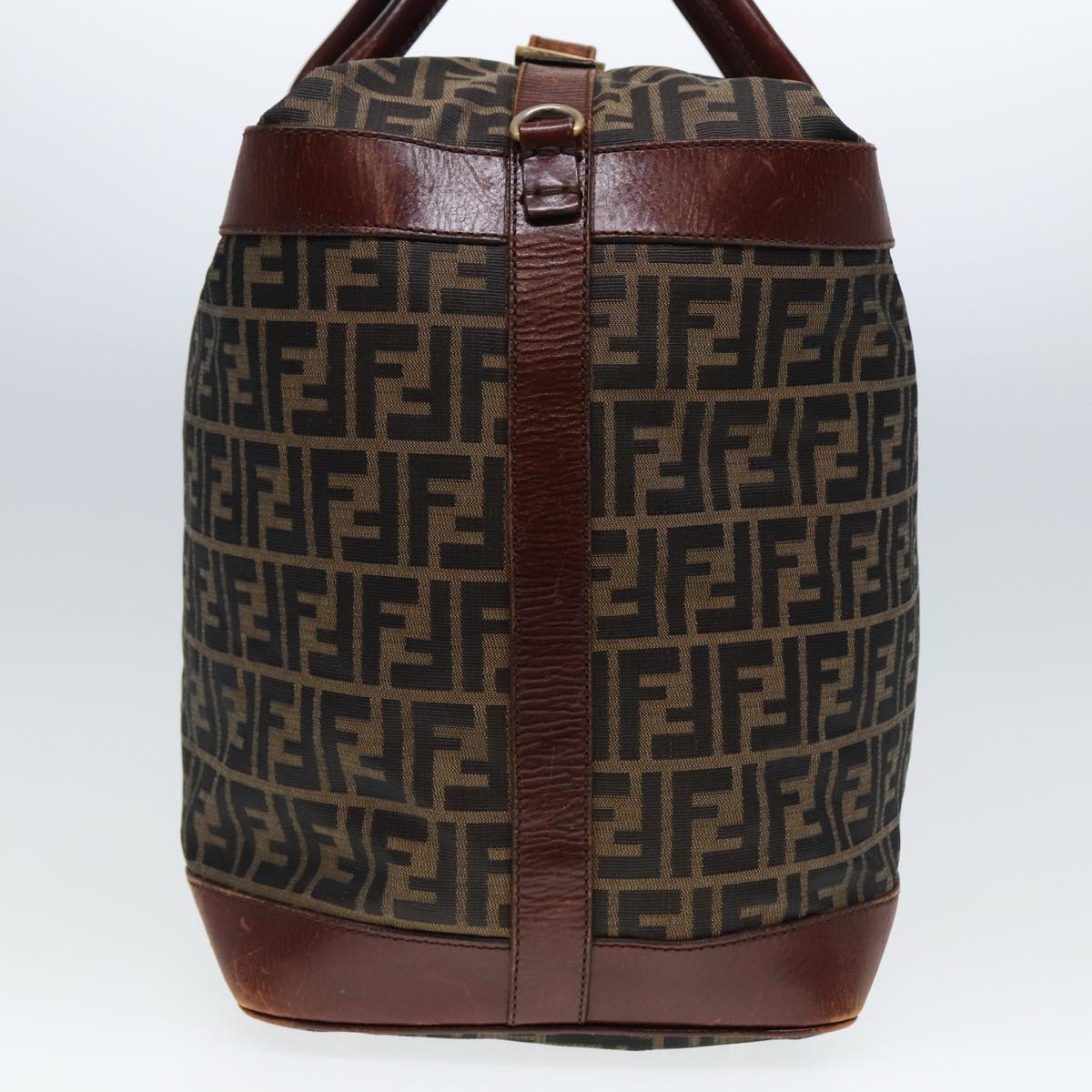 Luxury Fendi Zucca Canvas Boston Bag 2way Brown Blackyk13241