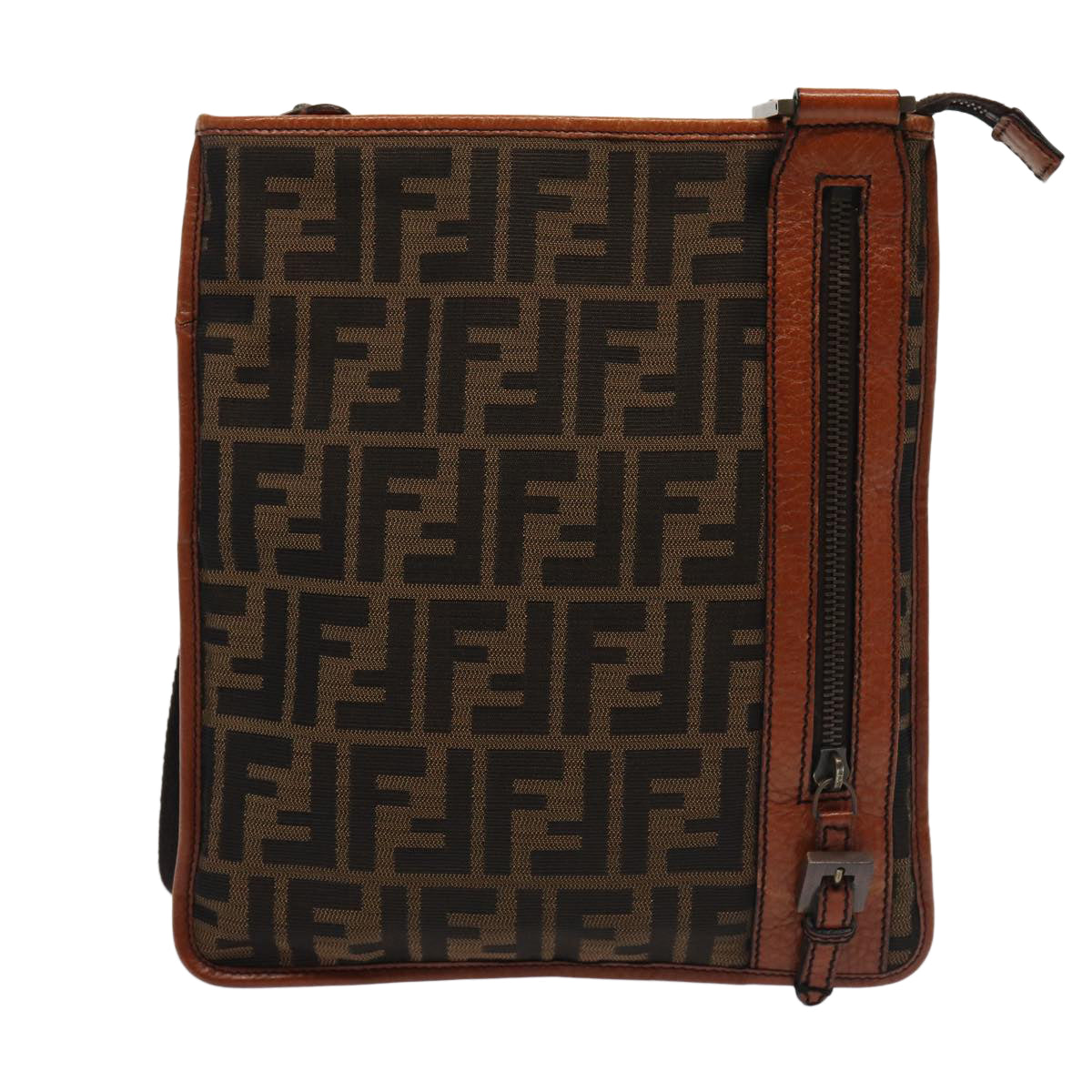 Luxury Fendi Zucca Canvas Shoulder Bag Brown Blackyk13283