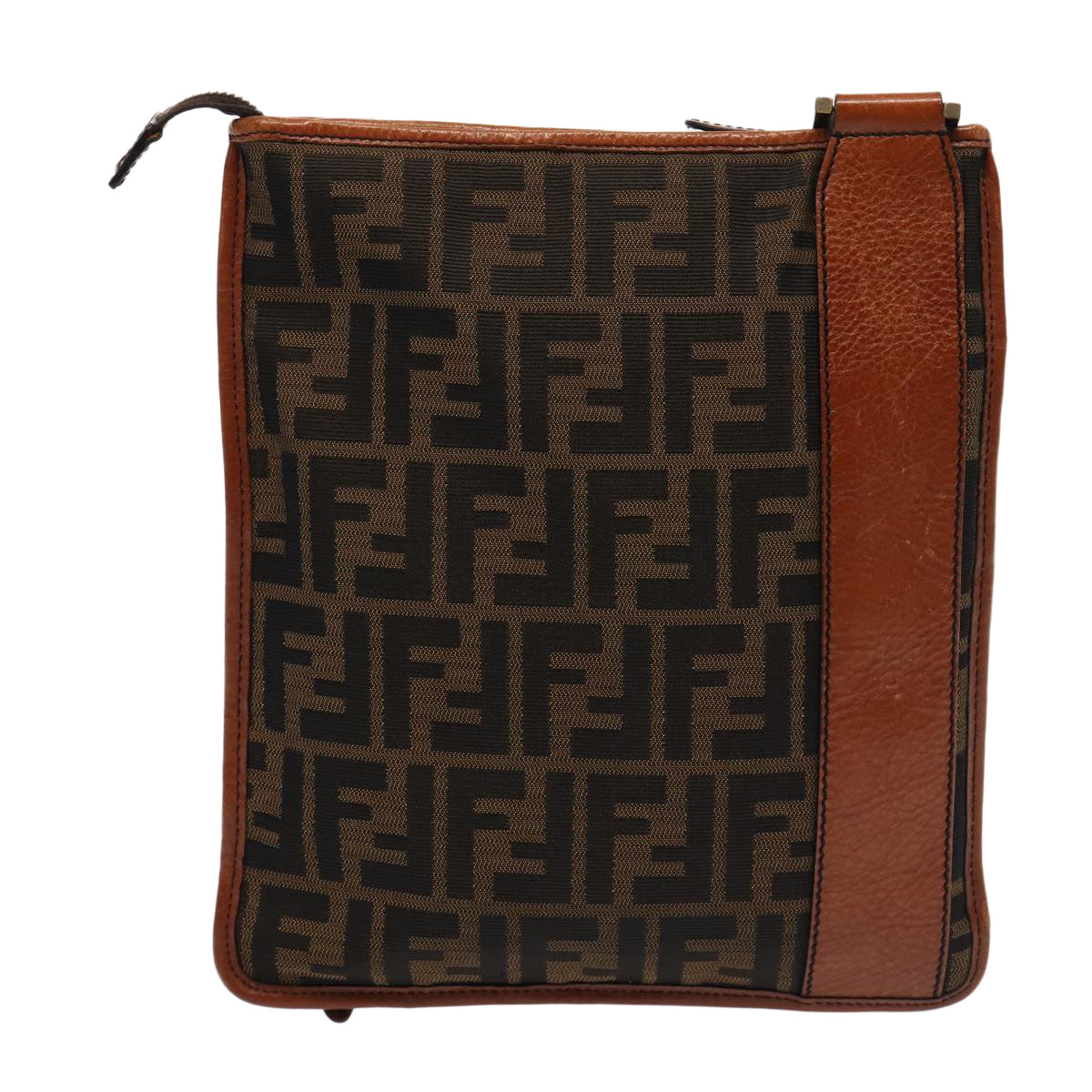 Luxury Fendi Zucca Canvas Shoulder Bag Brown Blackyk13283