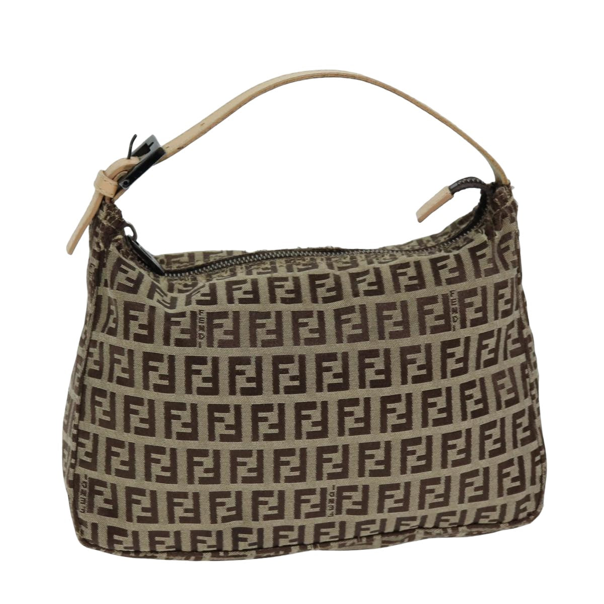 Luxury Fendi Zucchino Canvas Hand Bag Brown Blackyk13284