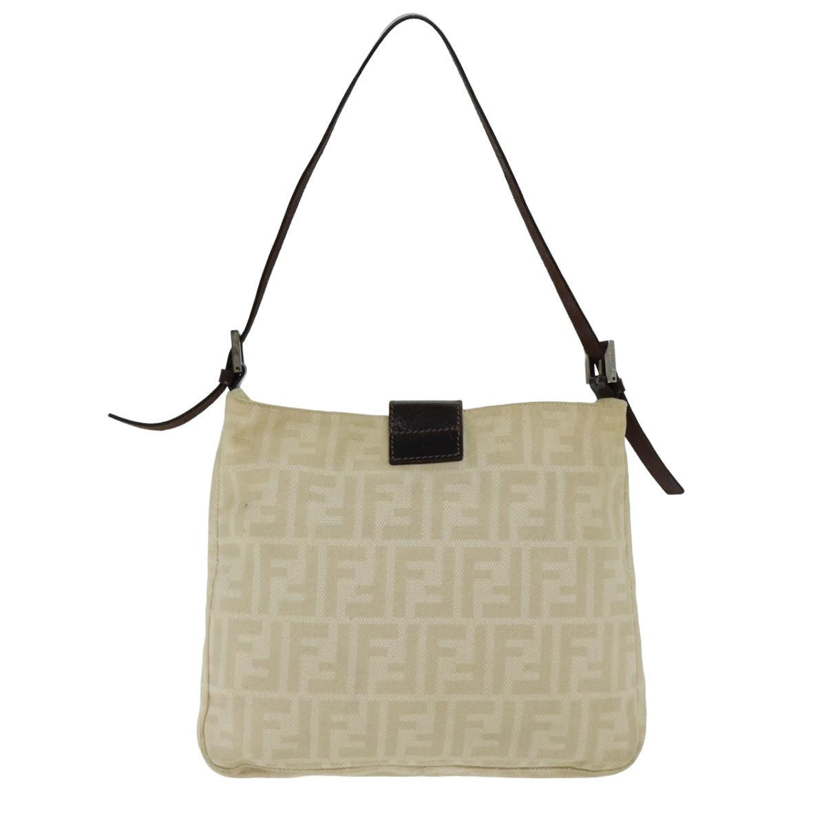 Luxury Fendi Zucca Canvas Mamma Baguette Shoulder Bag Beigeyk13591