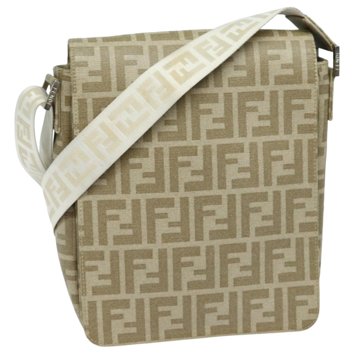 Luxury Fendi Zucca Canvas Shoulder Bag Beigeyk13683