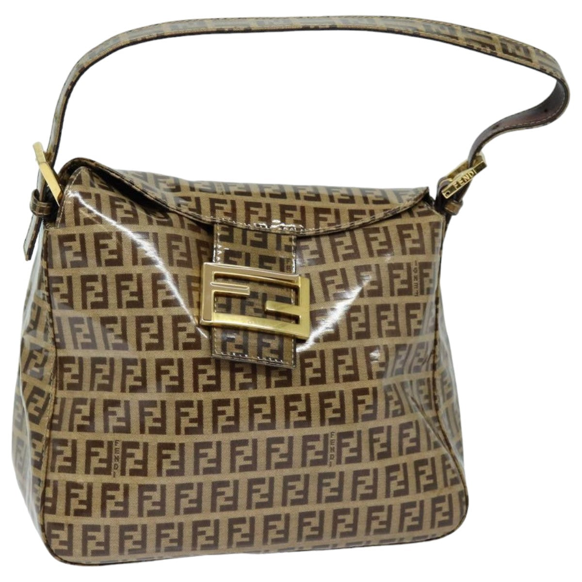 Luxury Fendi Zucchino Canvas Mamma Baguette Shoulder Bag Beigeyk13733