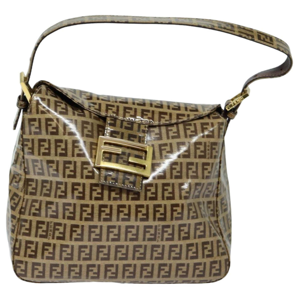Luxury Fendi Zucchino Canvas Mamma Baguette Shoulder Bag Beigeyk13733