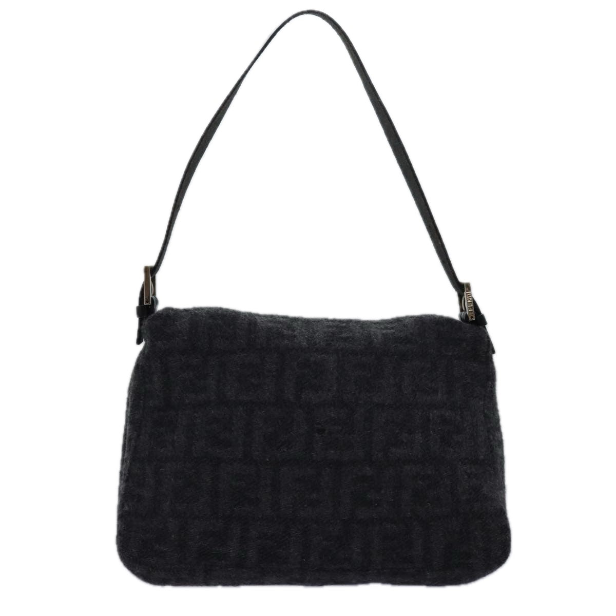 Luxury Fendi Zucca Canvas Mamma Baguette Shoulder Bag Wool Blackyk13747