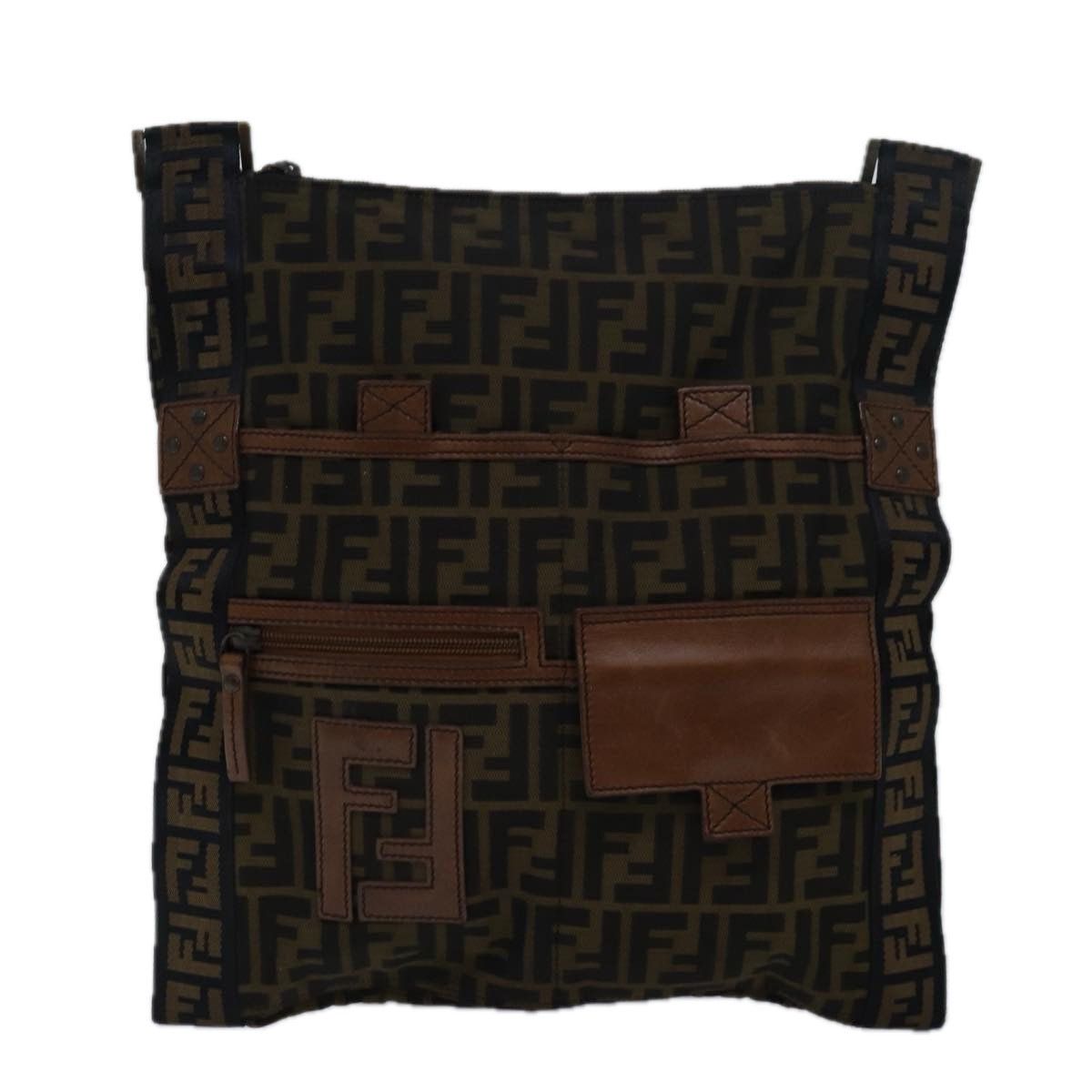 Luxury Fendi Zucca Canvas Shoulder Bag Brown Blackyk13801